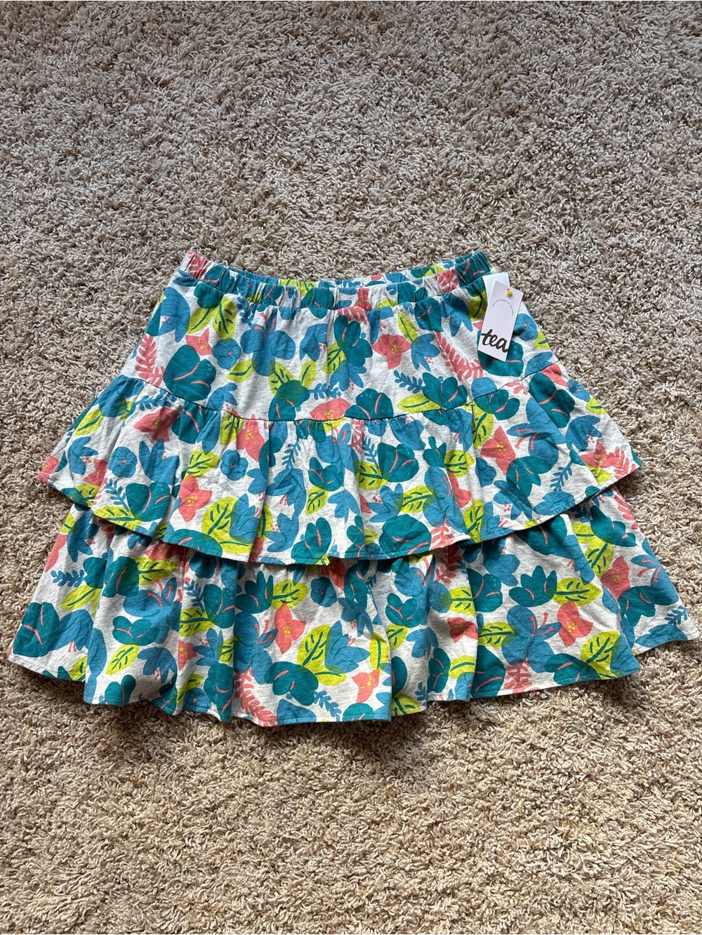 NWT Tea Collection Tiered Tropical Floral Print Skirt Sz 16